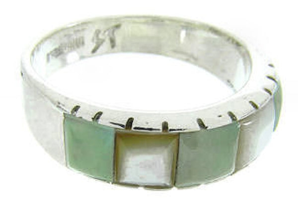 Southwestern Turquoise Mother Of Pearl Inlay Ring Size 8-1/2 AW63651